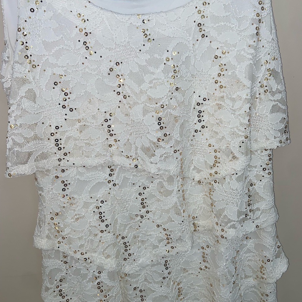 New Ronni Nicole White Tiered Ruffled Sheath Dress - Picture 7 of 8